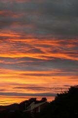Purple and orange sky at sunset