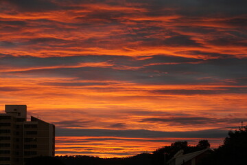 Purple and orange sky at sunset