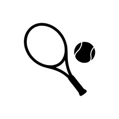 Tennis racket and ball silhouette icon