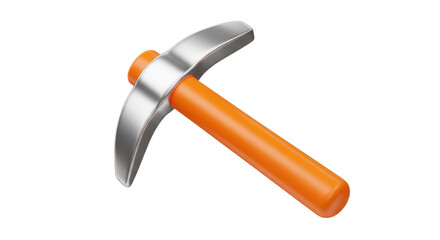 3d icon of a pickaxe with an orange handle isolated on transparent background