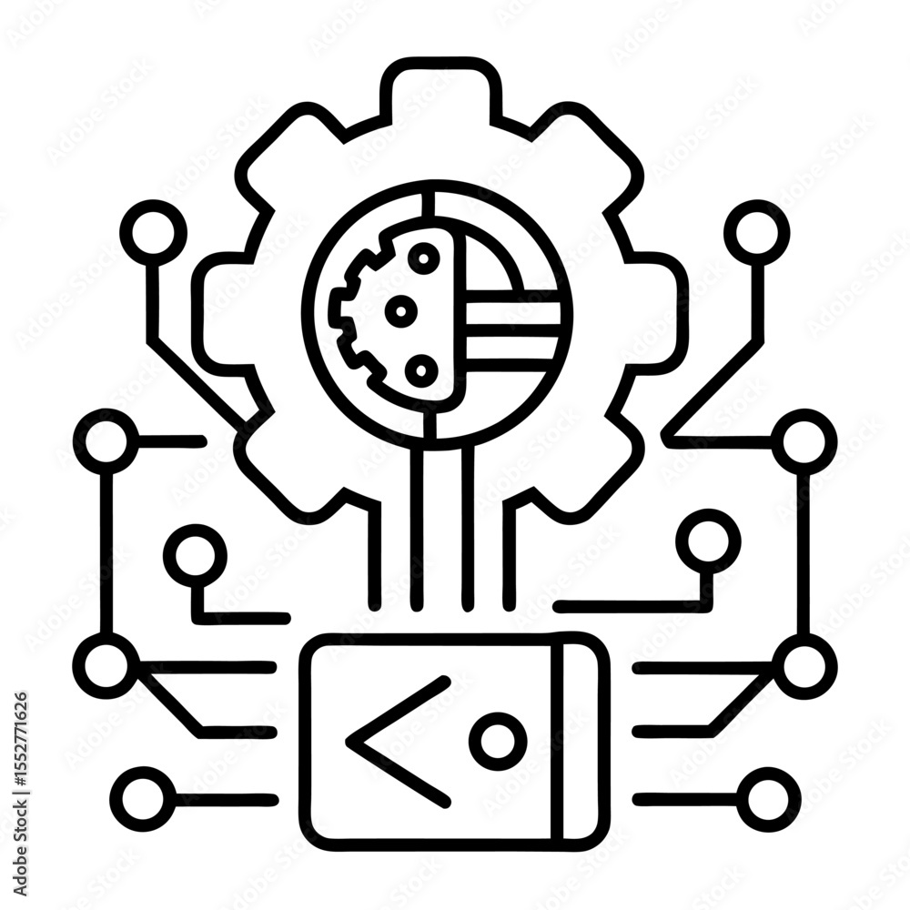 Poster machine learning outline icon on white background