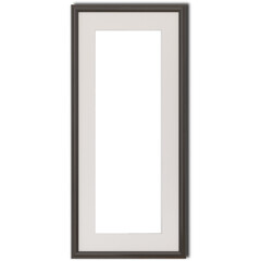 A rectangular picture frame with a white mat and dark border, designed to hold artwork or photographs.