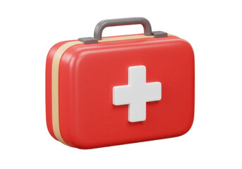 3d icon of a red first aid kit isolated on transparent background