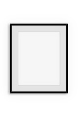 A simple black-framed picture frame with a white mat, ready for artwork or photographs.