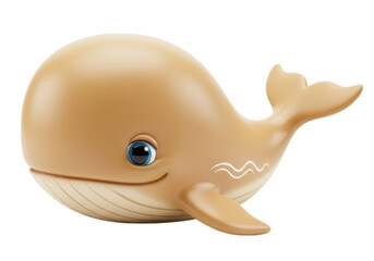 Fototapeta premium 3d icon of a tan whale swimming isolated on transparent background