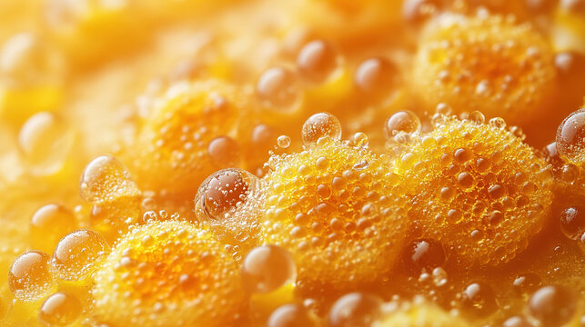 Golden burst of citrus perfection with glistening bubbles creates refreshing summer vibe, perfect for vibrant ads and healthy lifestyle content