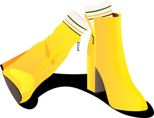 right yellow women's high-heeled shoes with socks inside