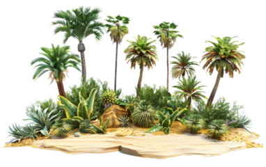 Desert Plants in Natural Terrain on the Transparent Background