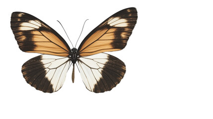 Close-Up of a Colorful Butterfly with Brown and White Wings on a Transparent Background