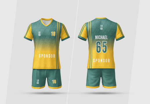 Editable Sport Jersey Design Template Front and Back View
