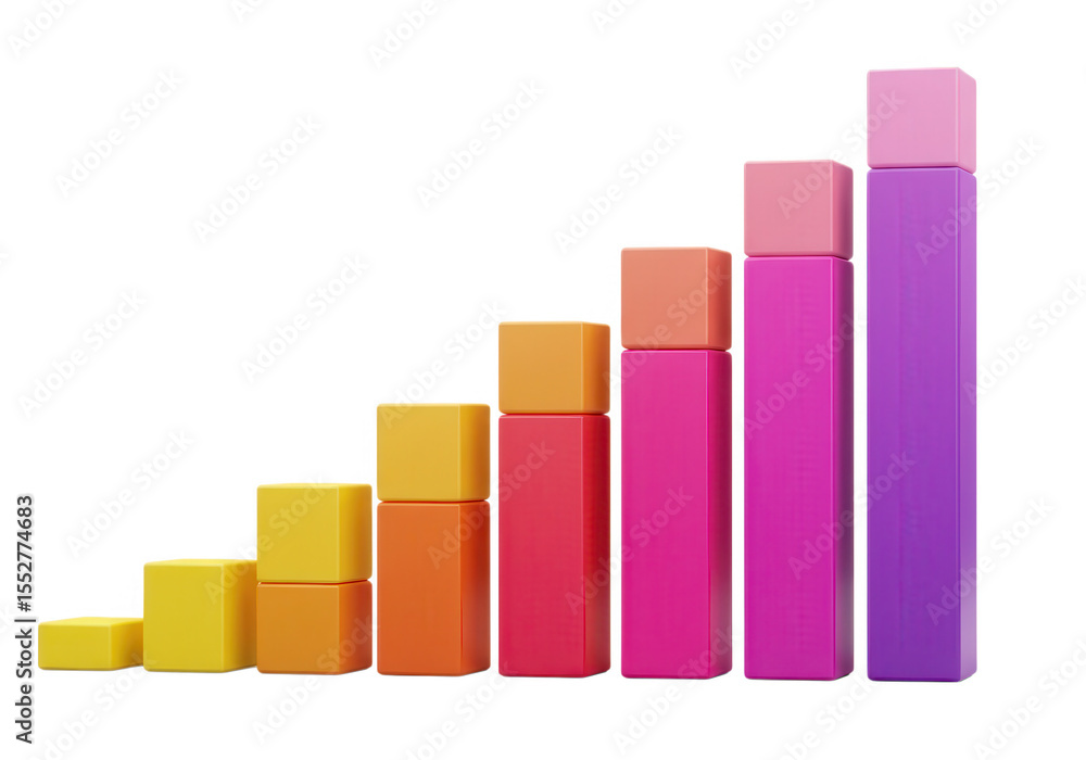 Aufkleber 3d icon of colorful bar graph showing growth isolated on transparent background