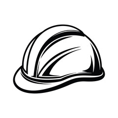 Black and white construction hard hat illustration 1