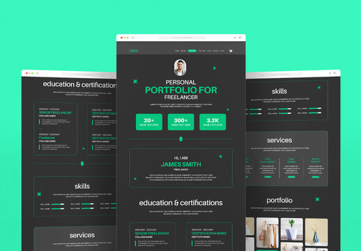 Modern Personal Portfolio Landing Page UI Template for Freelancer Resume