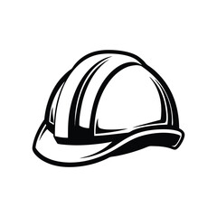 Black and white construction hard hat illustration
