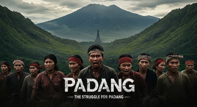 Padang The Struggle For Padang Indonesian Epic Movie Poster Dramatic Mountainous Landscape - Powered by Adobe