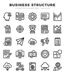 Business Structure Icon Pack 25 Vector Symbols for Web Design.