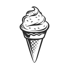 Black and white ice cream cone illustration dessert