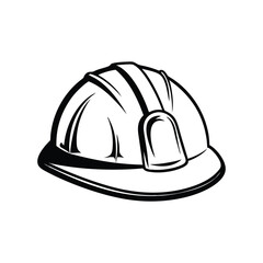 Black and white illustration of a construction hard hat