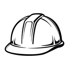 Black and white line drawing of a construction hard hat
