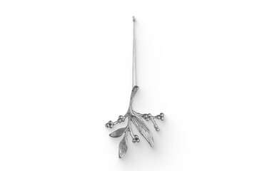A delicate silver pendant designed to resemble a sprig with leaves and berries, suitable for...