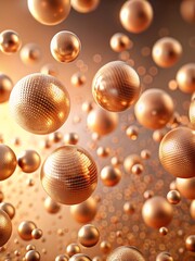 Bunch of gold colored balls are floating in the air