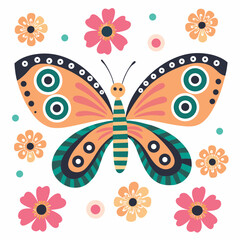Decorative butterfly with floral elements