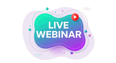 Abstract Live Webinar Graphic with Play Button and Gradient Background