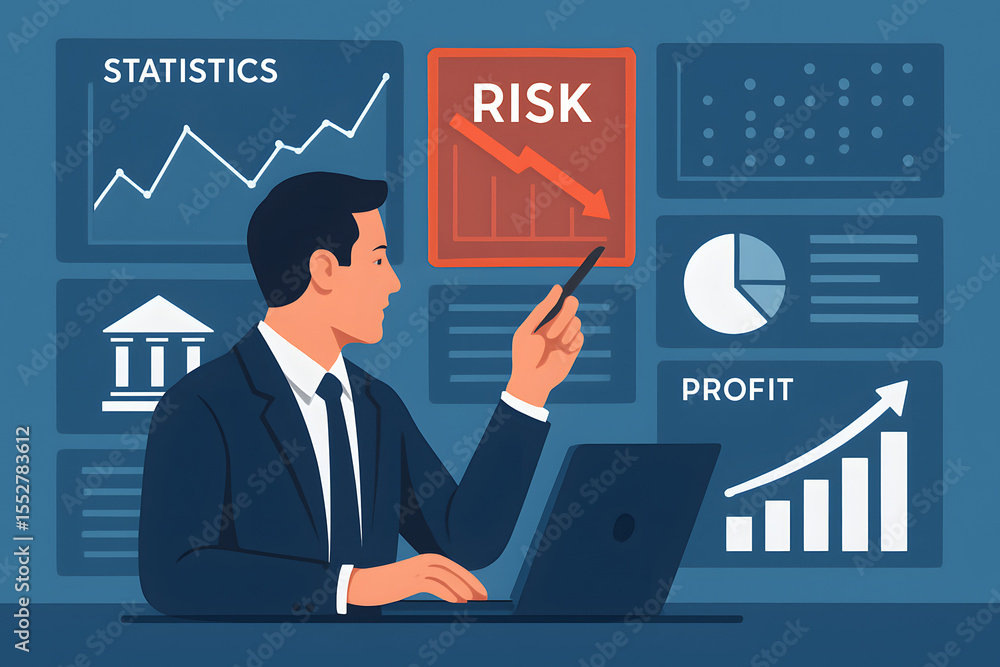 Poster risk analysis visualization: a financial analyst presents an innovative data-driven visualization of