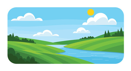 Obraz premium Serene Mountain Valley with Flowing River and Snow-Capped Peaks at Sunrise