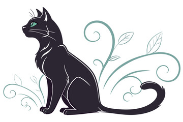 Elegant Pause: Black Cat Vector Design