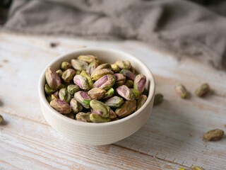 Pistachio nut cashew. Healthy snack high in dietary fiber.