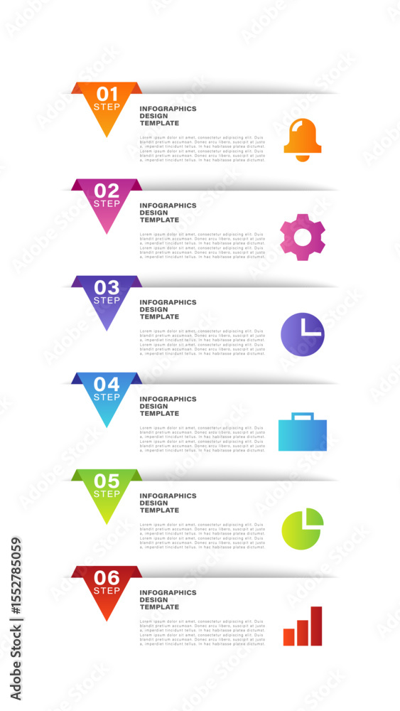Poster vertical infographic template with icons. six steps or step by step instructions, presentation slide