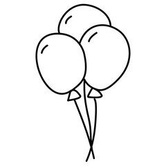 Simple Black Line Art of Three Connected Balloons