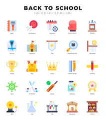 Back To School icons set. Vector illustration.