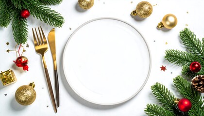Christmas table setting with plate  decor.