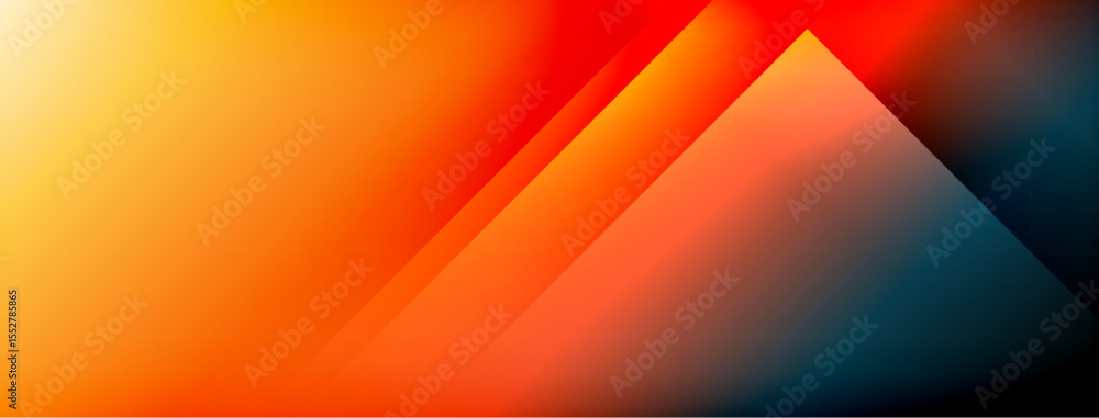Poster Abstract gradient background. Warm colors transition into cool tones. Diagonal shapes create dynamic visual effect. Minimalist design.
