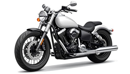 Fototapeta premium Classic Motorcycle Illustration on White.