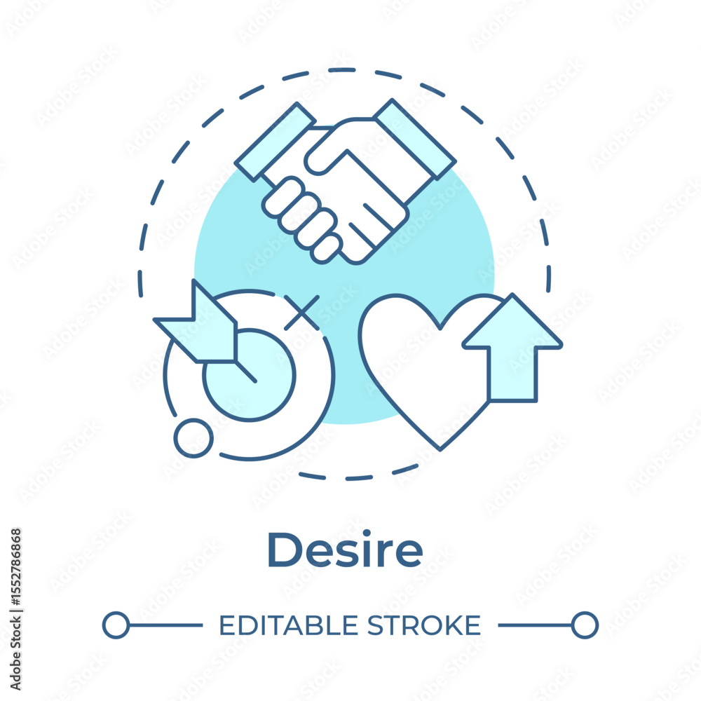 Poster desire soft blue concept icon. motivation and commitment to support and participate in change. manag