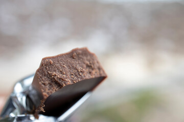 Chocolate bar broken from eating