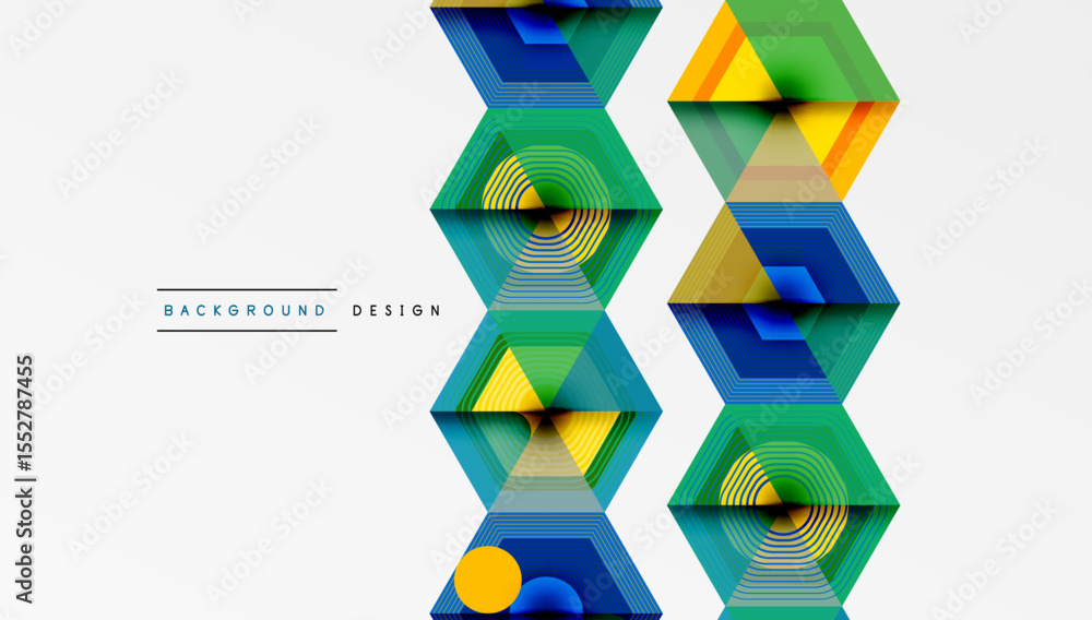 Aufkleber Abstract geometric pattern. Hexagons, circles create vibrant visual texture. Modern design elements, bold colors dominate composition.
