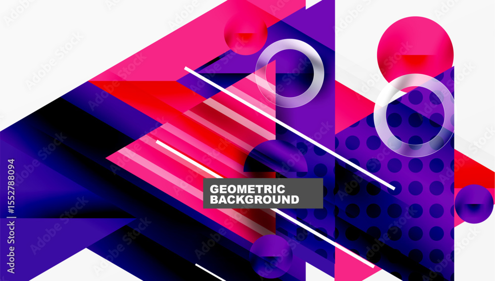 Aufkleber Abstract geometric design. Vibrant pinks, purples, silver create dynamic composition. Modern style, suitable background element.