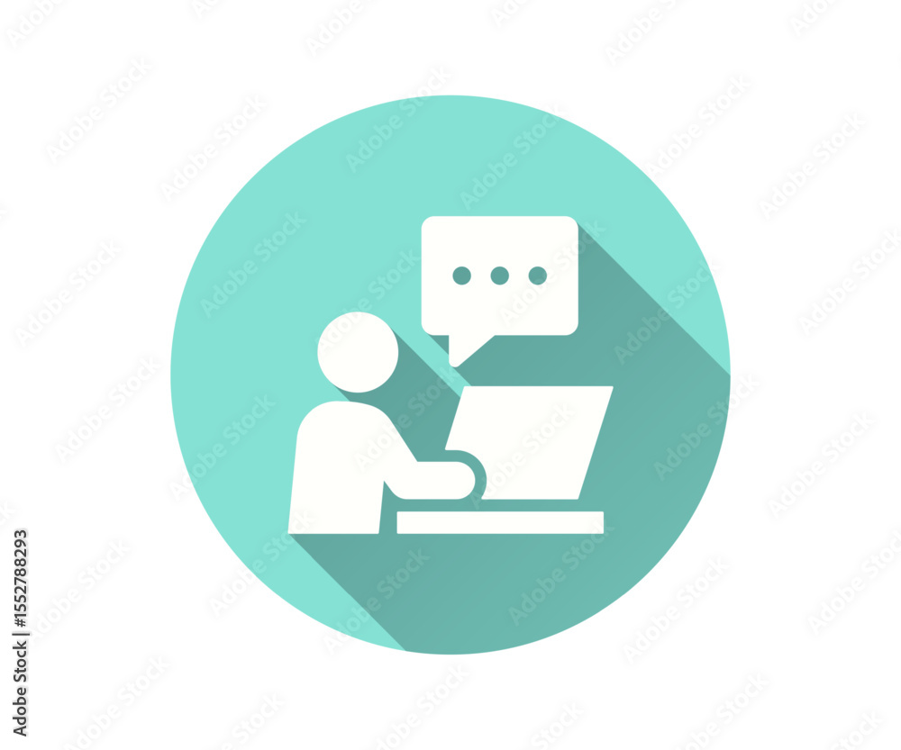 Poster digital collaboration flat icon. simple illustration with long shadow for graphic and web design.