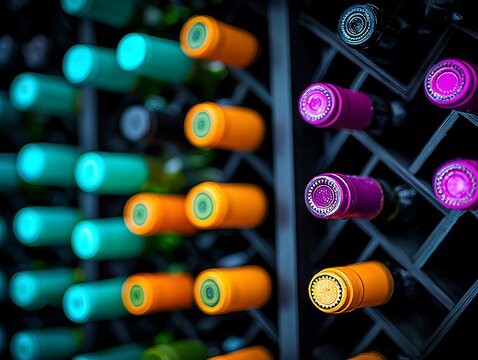 Wine bottles in a rack
