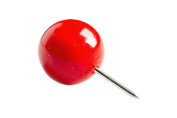 Bright Red Push Pin Perfectly Positioned for Use in Office or Crafting Applications with Transparency