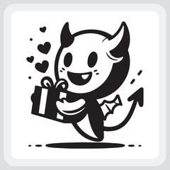 Cute Devil with Angel Halo Holding a Love Heart Lollipop