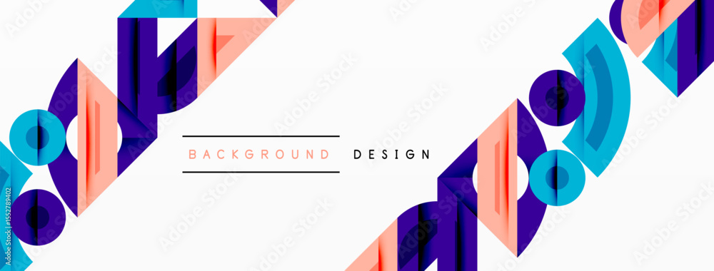 Poster abstract geometric shapes, vibrant colors, modern design. background features repeating patterns, cl