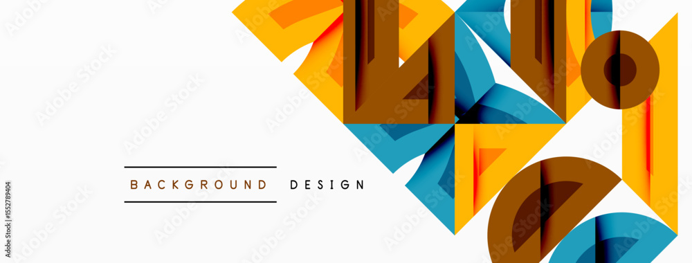 Aufkleber Abstract geometric shapes overlap, creating dynamic visual texture. Warm colors contrast cool tones. Minimalist design suggests modern aesthetic.