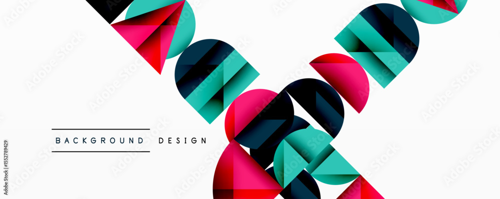 Poster Abstract geometric pattern. Colorful overlapping shapes create dynamic visual texture. Modern design element for backgrounds.