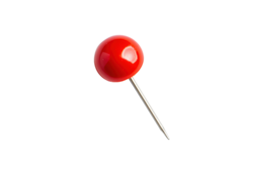 Red Push Pin Marker on a Transparent Background for Office and Stationery Use