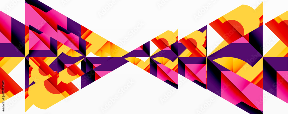 Aufkleber Abstract geometric composition. Vivid colors, sharp angles, symmetrical design create dynamic visual effect. Modern art style.